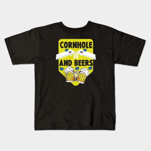 Cornhole And Beers funny gift Kids T-Shirt by dconciente